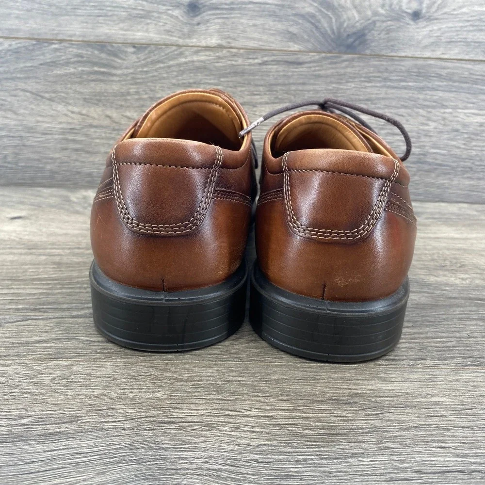 ECCO Helsinki Bicycle Toe Oxford Mens EU 45 Brown Leather Lace Up Dress Shoes